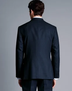 Best Charles Tyrwhitt Micro Check Suit Jacket - Ink Blue