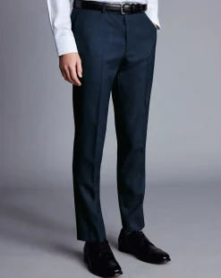 Fashion Charles Tyrwhitt Micro Check Suit Pants - Ink Blue