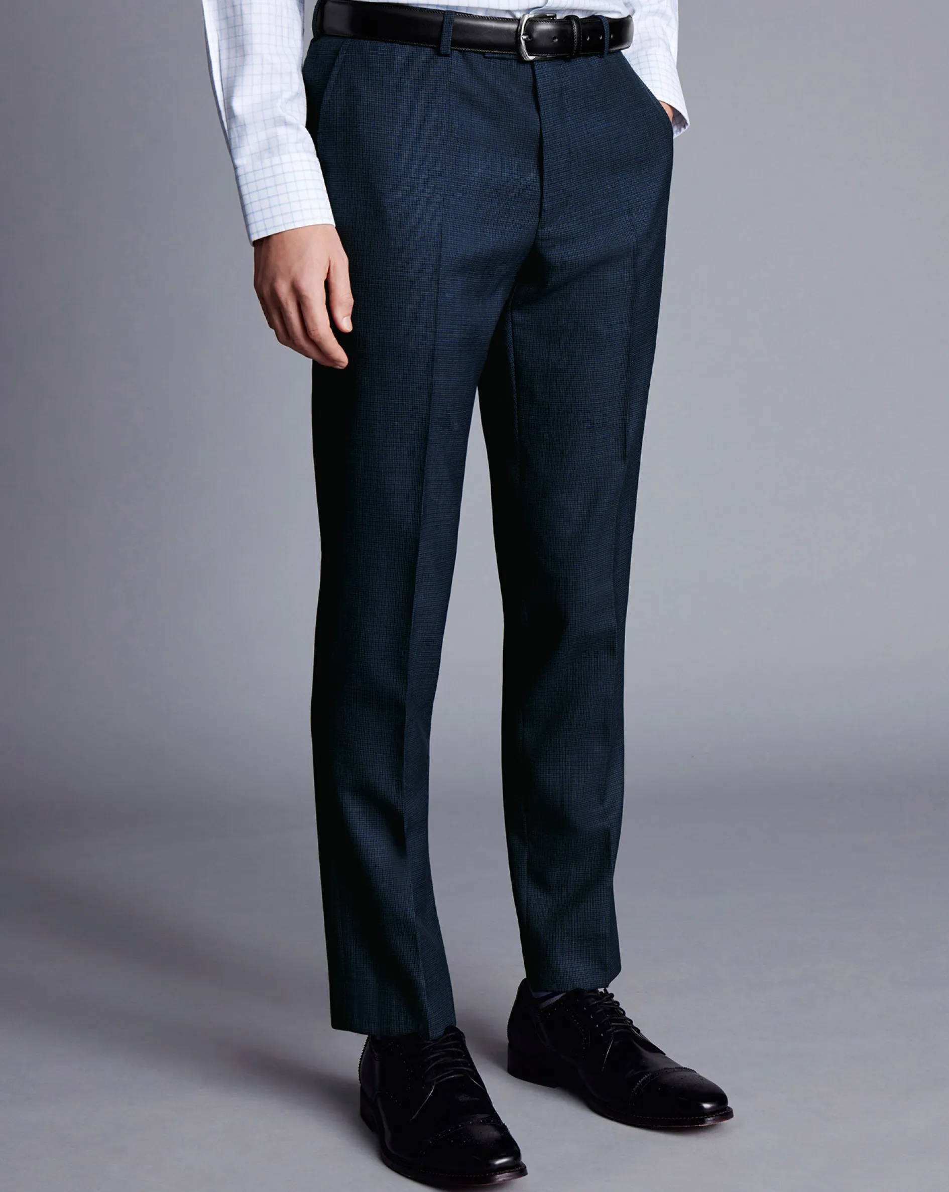 Fashion Charles Tyrwhitt Micro Check Suit Pants - Ink Blue