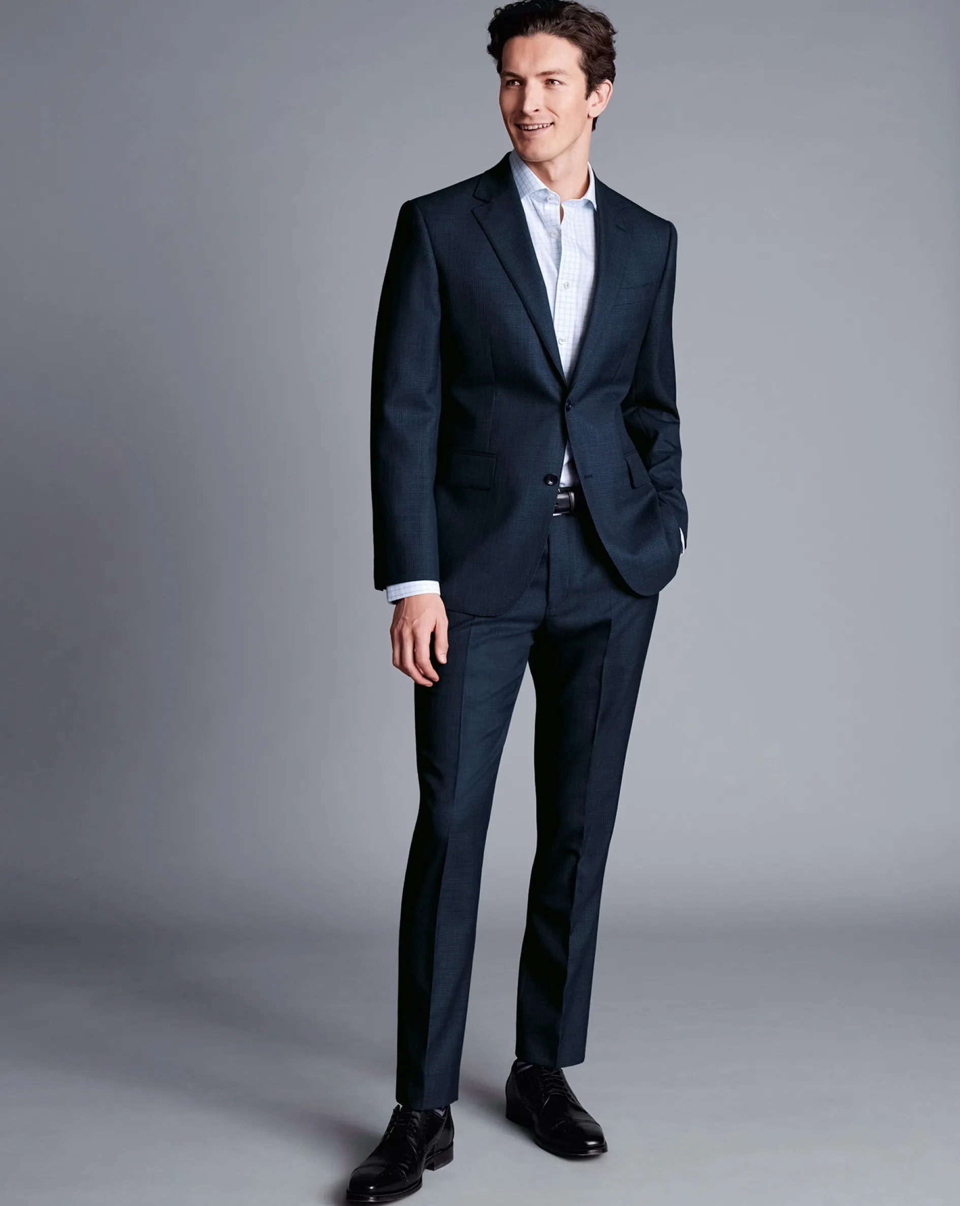 Fashion Charles Tyrwhitt Micro Check Suit Pants - Ink Blue