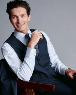 Sale Charles Tyrwhitt Micro Check Suit Vest - Ink Blue