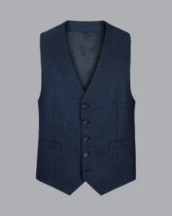 Sale Charles Tyrwhitt Micro Check Suit Vest - Ink Blue
