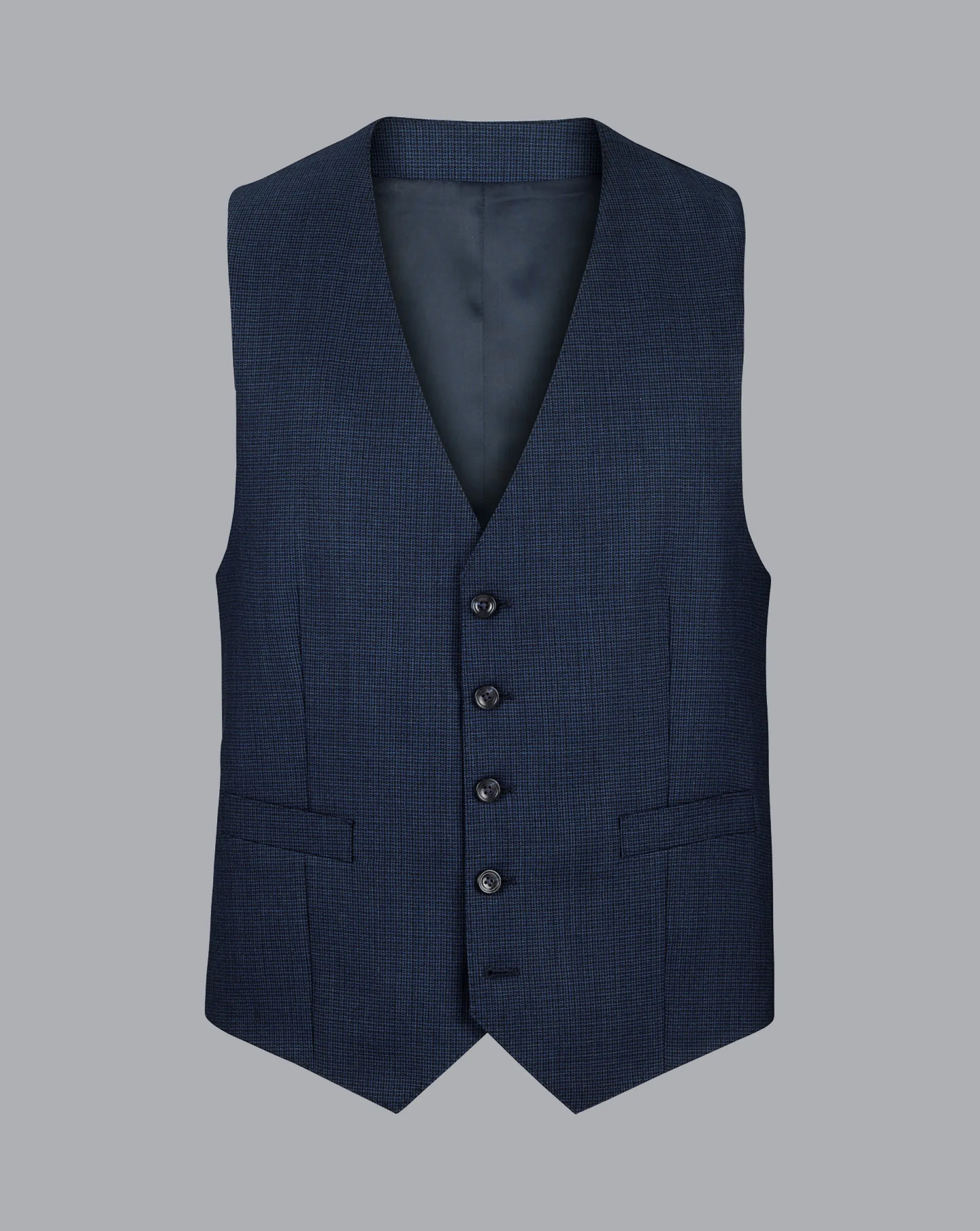 Sale Charles Tyrwhitt Micro Check Suit Vest - Ink Blue
