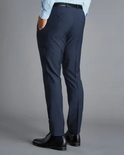 Outlet Charles Tyrwhitt Micro Texture Birdseye Travel Suit Pants - Ink Blue
