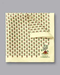 Sale Charles Tyrwhitt Money Doesn't Grow On Trees Print Silk Pocket Square - Lemon Lemon Yellow