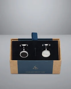Fashion Charles Tyrwhitt Mother of Pearl and Onyx Evening Cufflinks - Silver