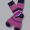 Store Charles Tyrwhitt Multi Block Stripe Socks - Dark Pink