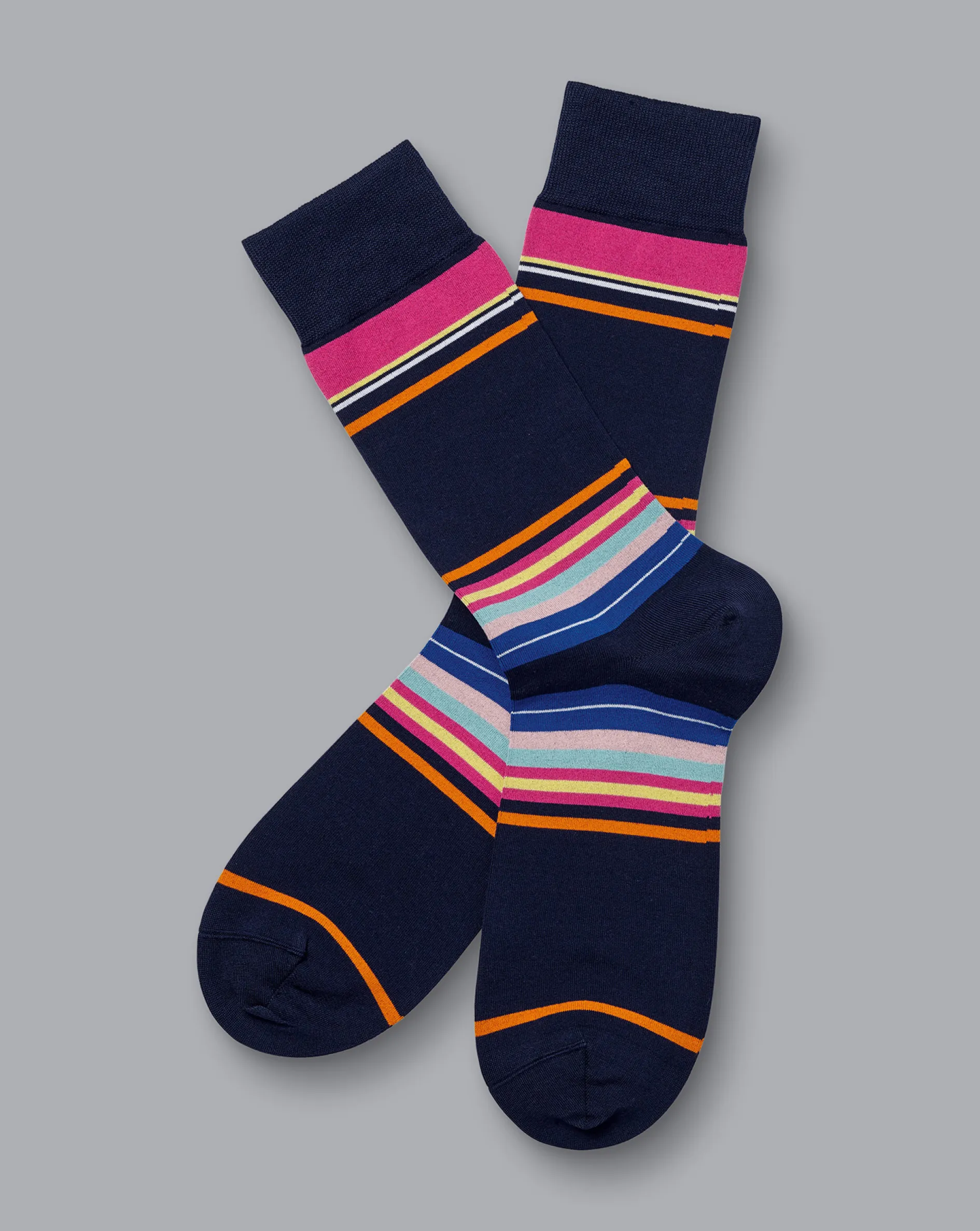 Sale Charles Tyrwhitt Multi Block Stripe Socks - Navy