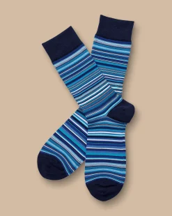 Best Charles Tyrwhitt Multi Stripe Socks - Cobalt Blue