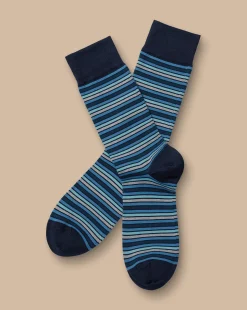 Hot Charles Tyrwhitt Multi Stripe Socks - Mid Blue