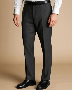 Outlet Charles Tyrwhitt Natural Stretch Birdseye Suit Pants - Grey