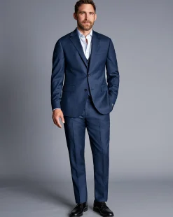 Outlet Charles Tyrwhitt Natural Stretch Twill Suit Pants - Blue Royal