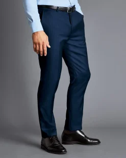 Best Charles Tyrwhitt Natural Stretch Twill Suit Pants - Royal Blue