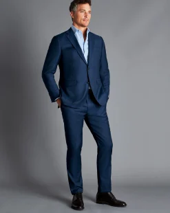 Best Charles Tyrwhitt Natural Stretch Twill Suit Pants - Royal Blue
