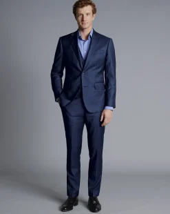 Best Charles Tyrwhitt Natural Stretch Twill Suit Vest - Mid Blue