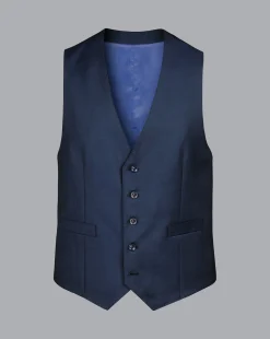 Best Charles Tyrwhitt Natural Stretch Twill Suit Vest - Mid Blue