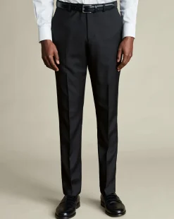 Best Charles Tyrwhitt Natural Stretch Twill Suit Pants - Black