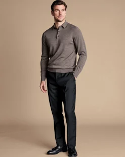Best Charles Tyrwhitt Natural Stretch Twill Suit Pants - Black