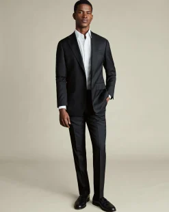 Best Charles Tyrwhitt Natural Stretch Twill Suit Pants - Black
