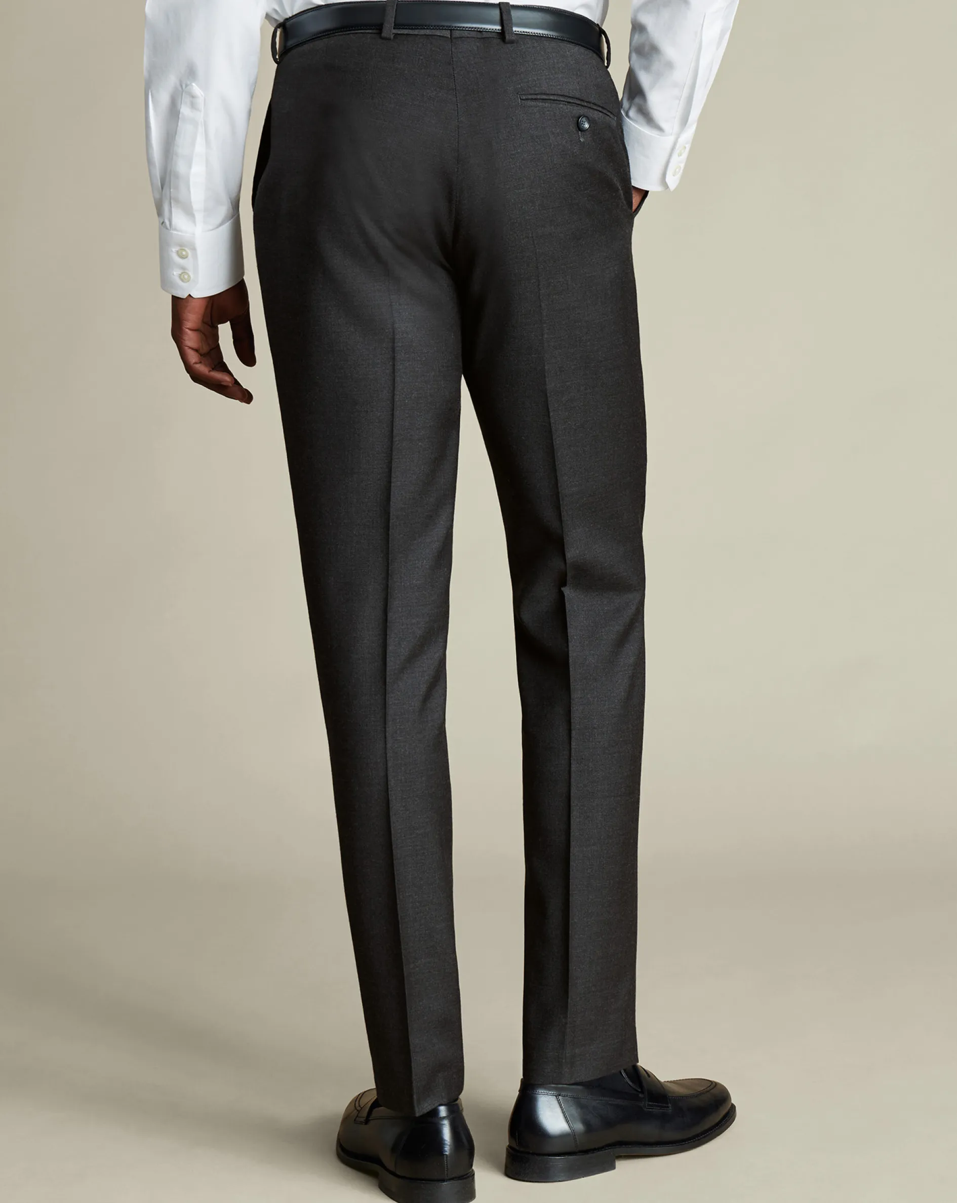 Cheap Charles Tyrwhitt Natural Stretch Twill Suit Pants - Charcoal