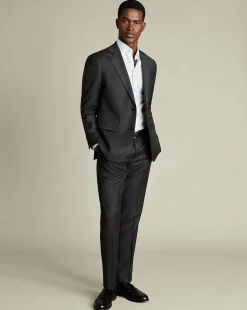 Cheap Charles Tyrwhitt Natural Stretch Twill Suit Pants - Charcoal