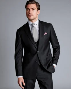 Shop Charles Tyrwhitt Natural Stretch Twill Suit Jacket - Black