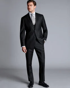 Shop Charles Tyrwhitt Natural Stretch Twill Suit Jacket - Black