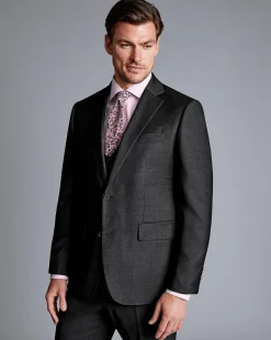 Hot Charles Tyrwhitt Natural Stretch Twill Suit Jacket - Charcoal Charcoal Grey