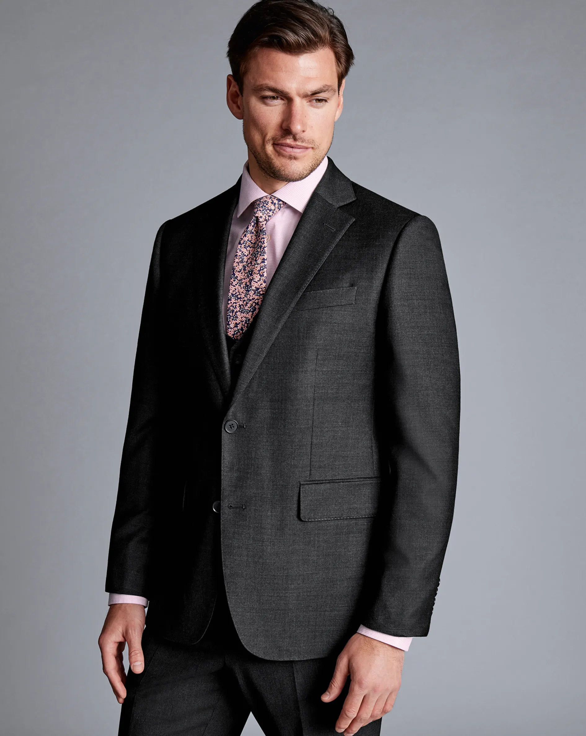 Hot Charles Tyrwhitt Natural Stretch Twill Suit Jacket - Charcoal Charcoal Grey