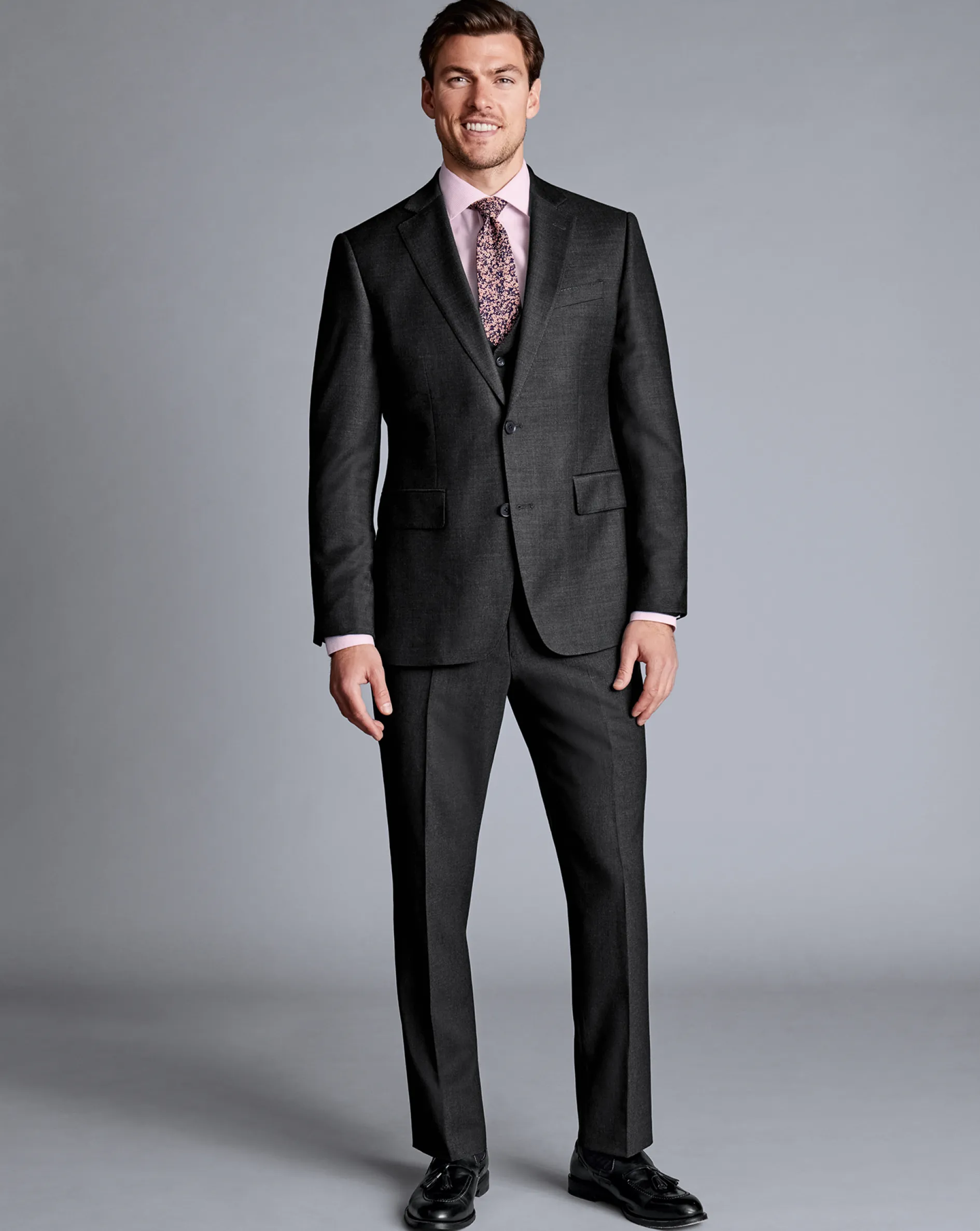 Hot Charles Tyrwhitt Natural Stretch Twill Suit Jacket - Charcoal Charcoal Grey