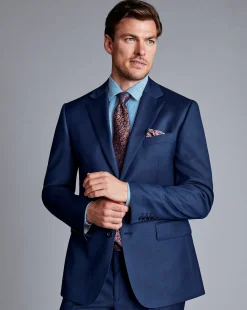 Cheap Charles Tyrwhitt Natural Stretch Twill Suit Jacket - Mid Blue