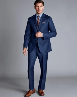 Cheap Charles Tyrwhitt Natural Stretch Twill Suit Jacket - Mid Blue