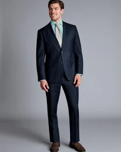 Store Charles Tyrwhitt Natural Stretch Twill Suit Jacket - Navy