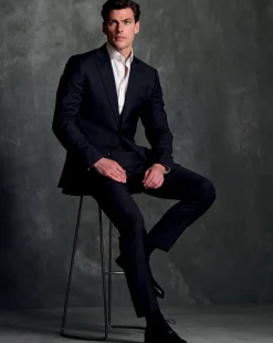 Store Charles Tyrwhitt Natural Stretch Twill Suit Jacket - Navy