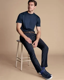 Flash Sale Charles Tyrwhitt Natural Stretch Twill Suit Pants - Navy