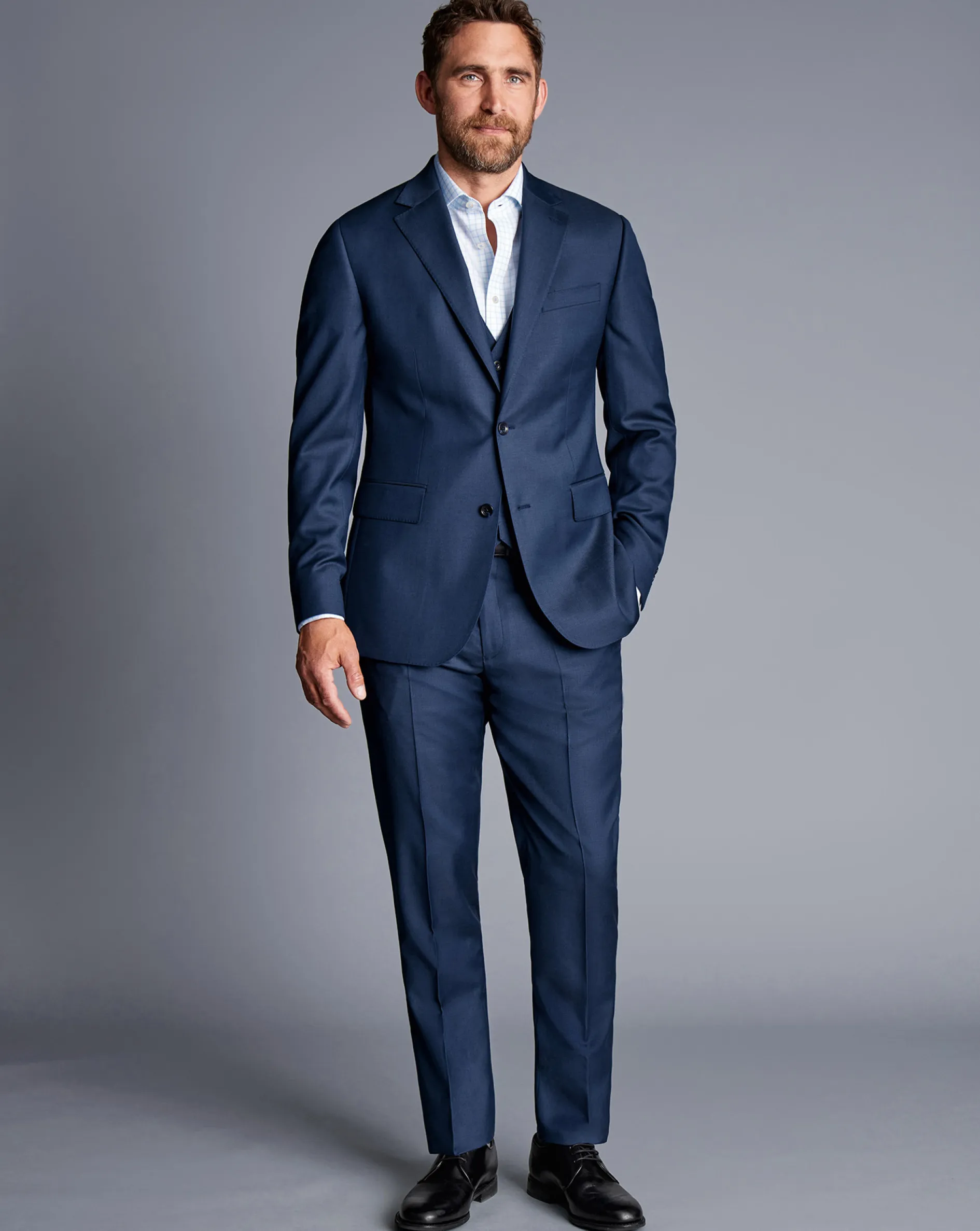 Best Charles Tyrwhitt Natural Stretch Twill Suit Vest - Blue Royal