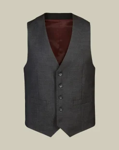 Store Charles Tyrwhitt Natural Stretch Twill Vest - Charcoal Charcoal Grey