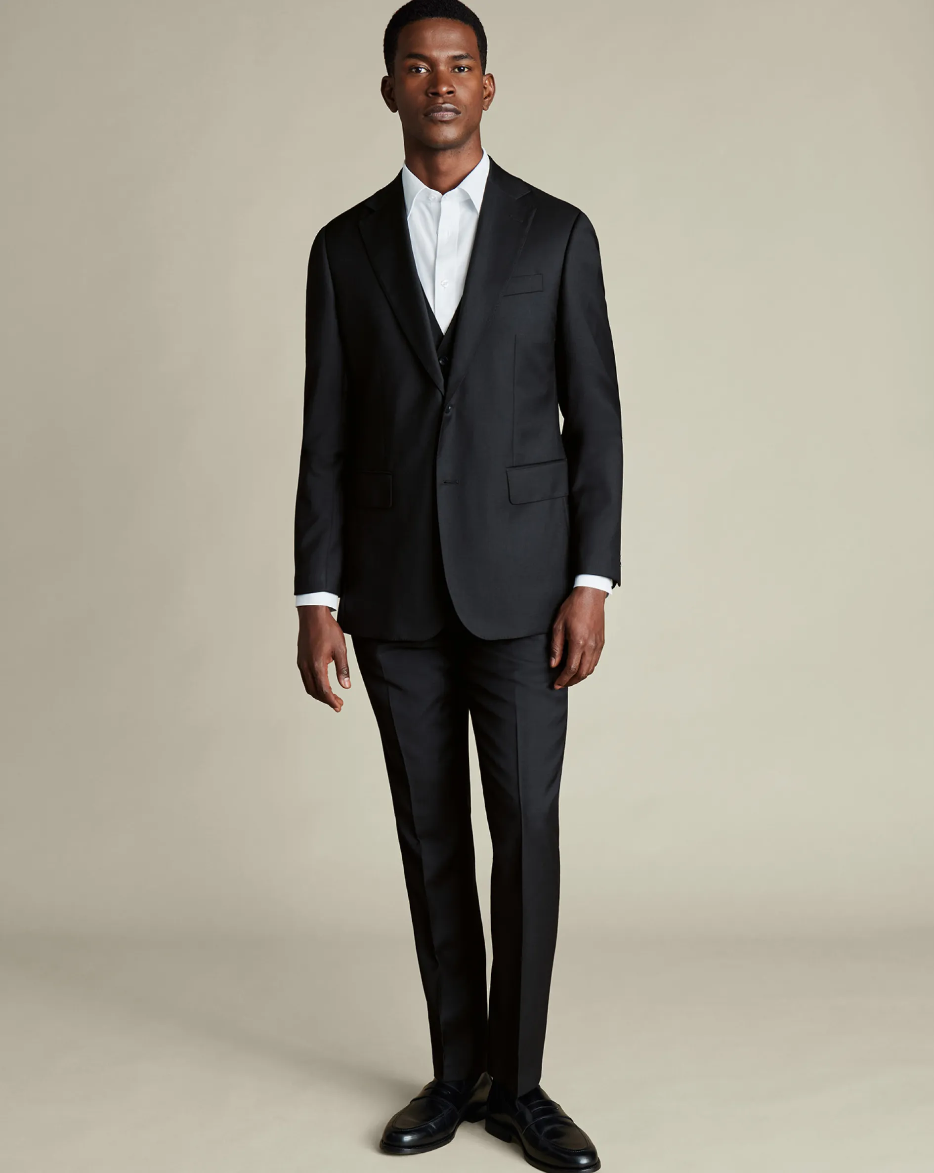 Cheap Charles Tyrwhitt Natural Stretch Twill Vest - Black