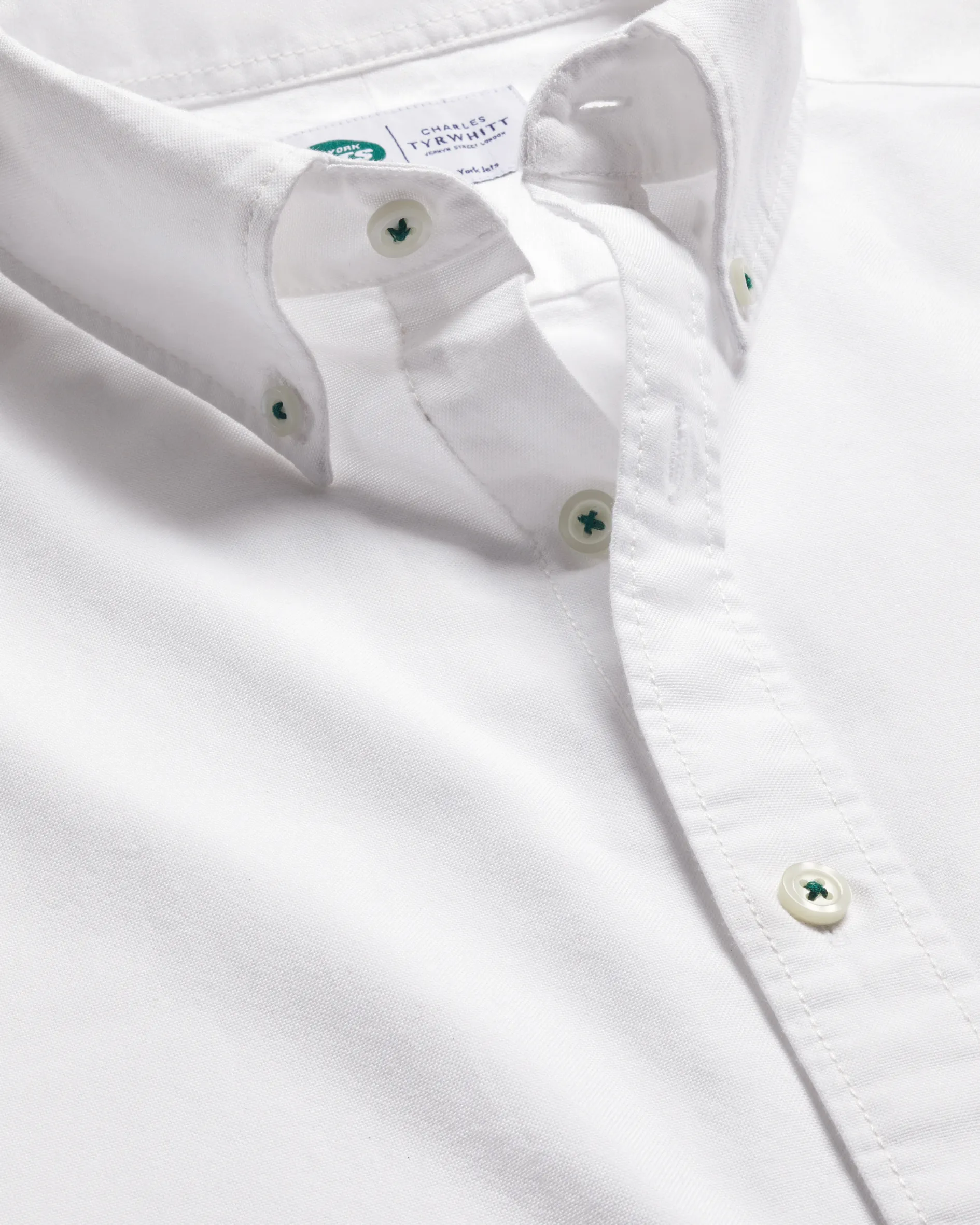 Hot Charles Tyrwhitt New York Jets Button-Down Collar Washed Oxford Shirt - White