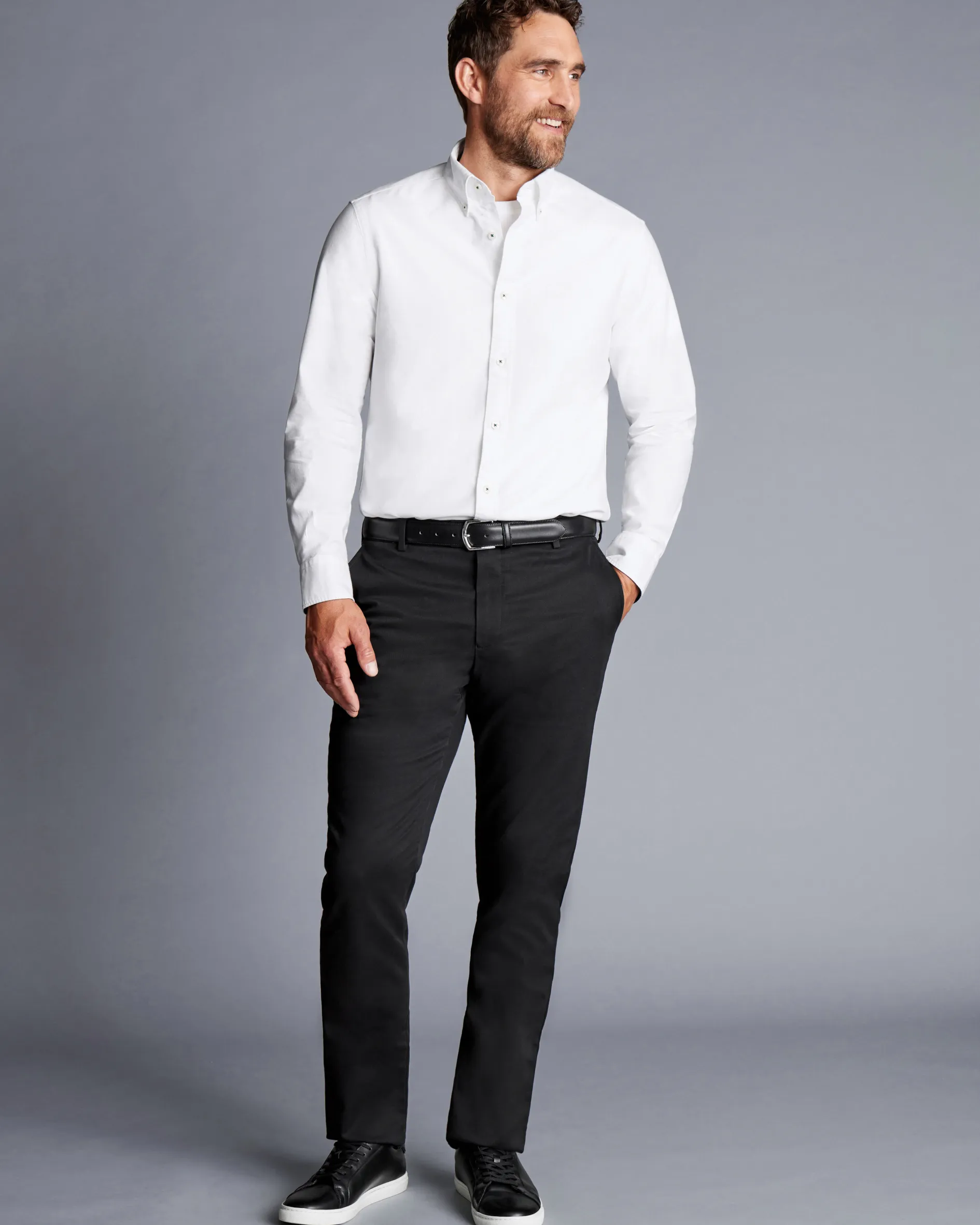 Hot Charles Tyrwhitt New York Jets Button-Down Collar Washed Oxford Shirt - White