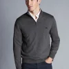 New Charles Tyrwhitt New York Jets Merino Quarter Zip Sweater - Grey