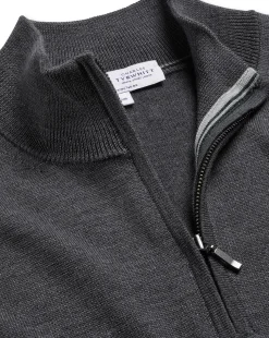 New Charles Tyrwhitt New York Jets Merino Quarter Zip Sweater - Grey