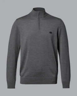 New Charles Tyrwhitt New York Jets Merino Quarter Zip Sweater - Grey