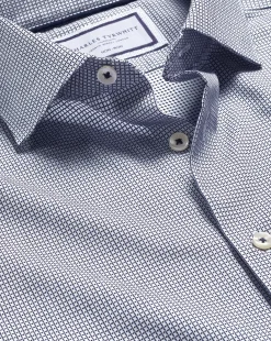 Cheap Charles Tyrwhitt Non-Iron Cushion Stretch Texture Shirt - Blue Navy