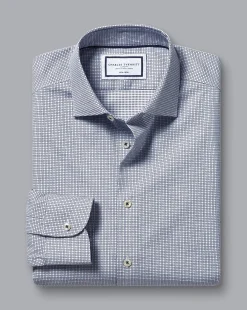 Cheap Charles Tyrwhitt Non-Iron Cushion Stretch Texture Shirt - Blue Navy