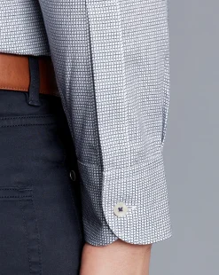 Cheap Charles Tyrwhitt Non-Iron Cushion Stretch Texture Shirt - Blue Navy