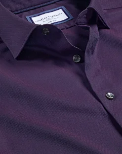 Hot Charles Tyrwhitt Non-Iron Diamond Stretch Texture Shirt - Purple