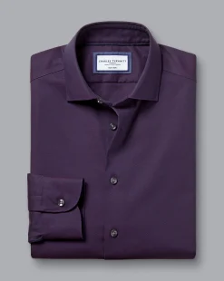 Hot Charles Tyrwhitt Non-Iron Diamond Stretch Texture Shirt - Purple