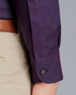 Hot Charles Tyrwhitt Non-Iron Diamond Stretch Texture Shirt - Purple