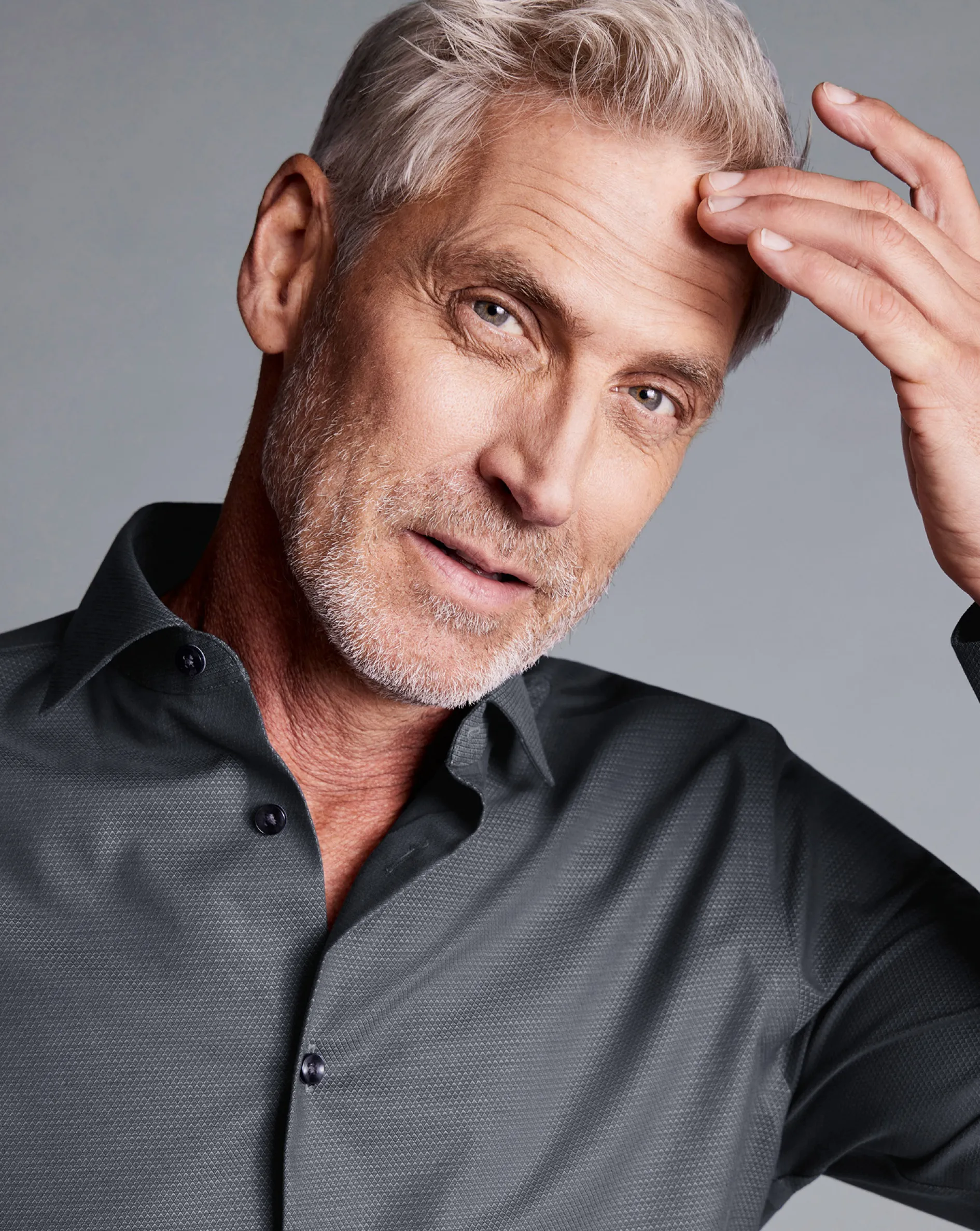 Best Charles Tyrwhitt Non-Iron Diamond Stretch Texture Shirt - Grey Charcoal